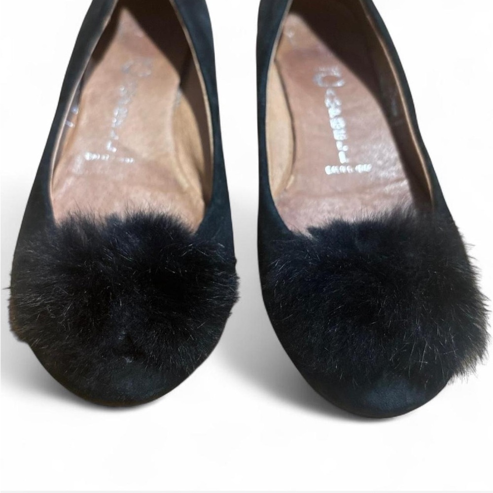 Jeffrey Campbell Black Fur Pom Pom Flats